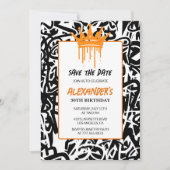 グラフィティ 30歳の誕生日パーティー招待状 Save the Date 招待状 (正面)