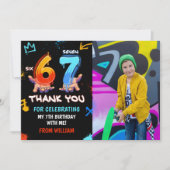 グラフィティ 6 7 ミーム トレンド シックス セブン 誕生日 フォト サンキューカード (正面)