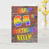 グラフィ刺激を受けたティ·レインボー·ルック·ハッピー64th誕生日 カード (黄色い花)