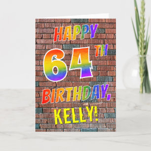 グラフィ刺激を受けたティ·レインボー·ルック·ハッピー64th誕生日 カード