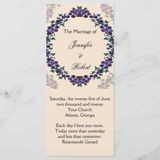 グラフェビンリース結婚式 プログラム (正面)