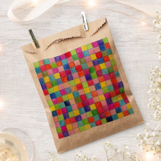 グラフカラフル紙正方形の幾何学的パターン フェイバーバッグ (クリップ留めされた状態)