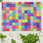 グラフカラフル紙正方形パターンで色付け キッチンタオル (折り畳み)