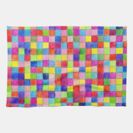 グラフカラフル紙正方形パターンで色付け キッチンタオル
