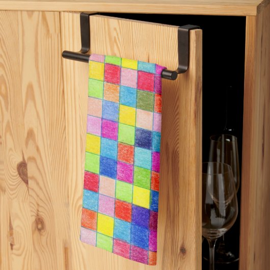 グラフカラフル紙正方形パターンで色付け キッチンタオル (三つ折り)