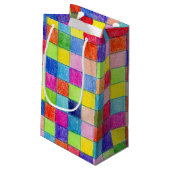 グラフカラフル紙正方形パターンで色付け スモールペーパーバッグ (裏面アングル)