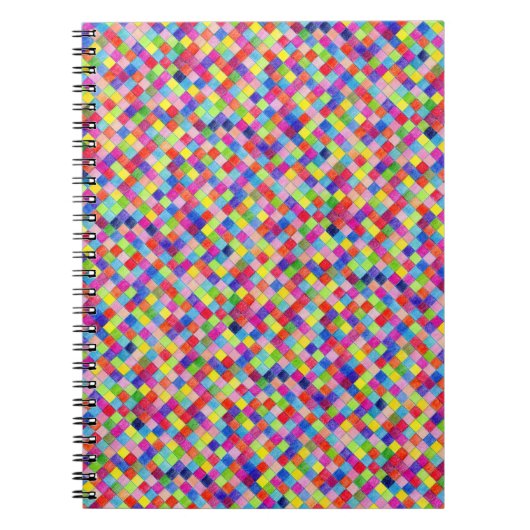 グラフカラフル紙正方形パターンで色付け ノートブック (正面)