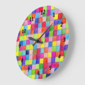 グラフカラフル紙正方形パターンで色付け ラージ壁時計 (傾斜)