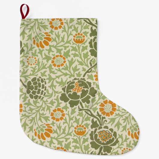 グラフトンパターン（William Morris著） ラージクリスマスストッキング (正面)