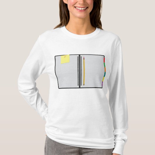 グラフ用紙ノートと鉛筆 Tシャツ (正面)
