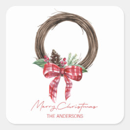 グラフ素朴エビンリースメリークリスマス スクエアシール