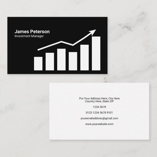 グラフ |増加 |黒 名刺 (正面/裏面)