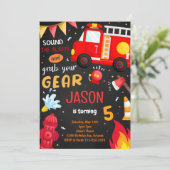 グラブギア消防車誕生日招待状 招待状 (スタンド正面)