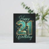 グラマきらめくラスティール(緑がかった色)金ゴールドブラック21歳 ポストカード (スタンド正面)