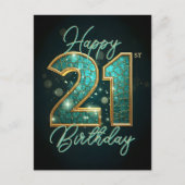グラマきらめくラスティール(緑がかった色)金ゴールドブラック21歳 ポストカード (正面)