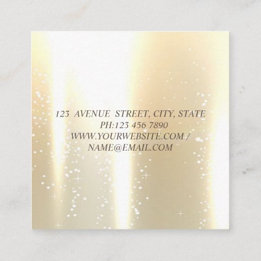 グラマエレガントラスなシニー、フェイク金ゴールド、キラキラした唇 スクエア名刺 (裏面)