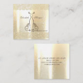 グラマエレガントラスのシニー、フェイク金ゴールド、レース、ドレス スクエア名刺 (正面/裏面)