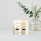 グラマエレガントラス金ゴールドグリッターラフェイクッシュ スクエア名刺 (スタンド正面)