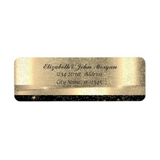 グラマエレガントラス金ゴールドブラック光沢、紙吹雪 ラベル (正面)