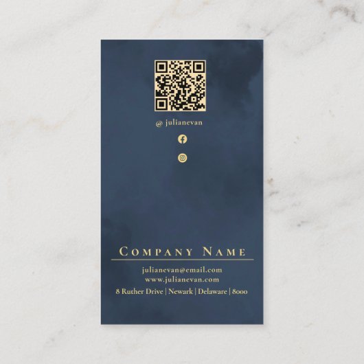 グラマエレガントルマリーネイビーブルー金ゴールド名刺 名刺 (裏面)