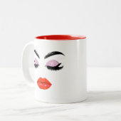 グラマエレガントルマリーレッドリップ&グリッターまつ毛 ツートーンマグカップ (正面左)