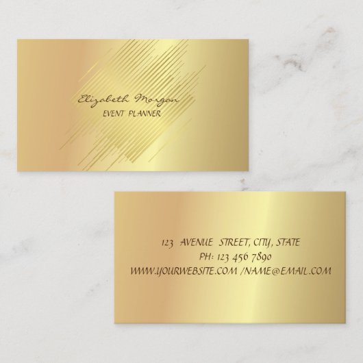 グラマエレガントルモダンスフェイク金ゴールドストライプ 名刺 (正面/裏面)