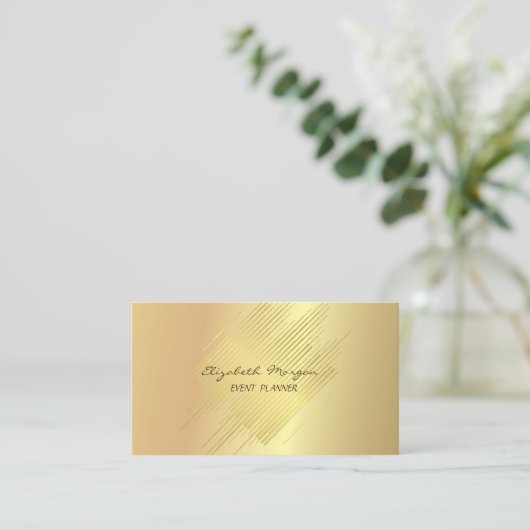 グラマエレガントルモダンスフェイク金ゴールドストライプ 名刺 (スタンド正面)