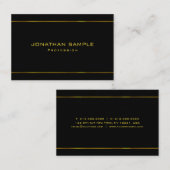 グラマエレガントーモダン金ゴールドストライプのブラックテンプレート 名刺 (正面/裏面)