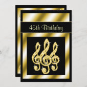 グラマエレガントー金ゴールドツリークレフ、 音符記号35誕生日 招待状 (正面/裏面)