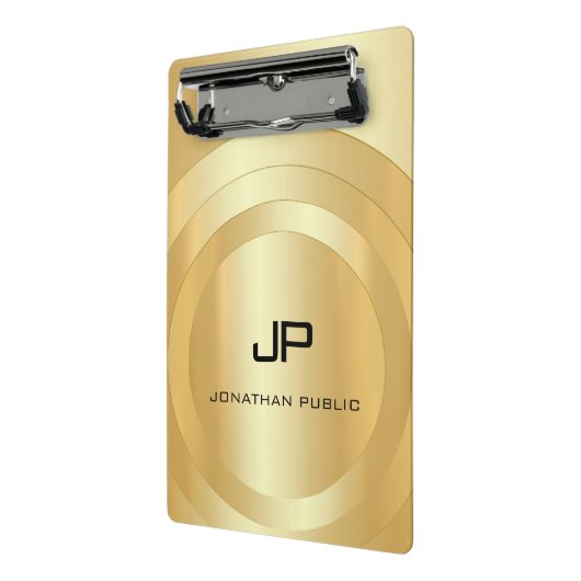 グラマカスタムラスフェイク金ゴールドモノグラムテンプレート ミニクリップボード (アングル2)