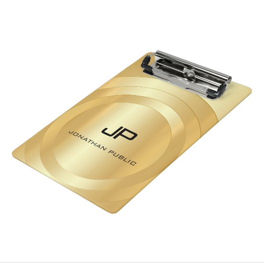 グラマカスタムラスフェイク金ゴールドモノグラムテンプレート ミニクリップボード (アングル3)