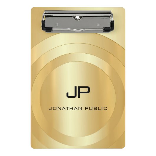 グラマカスタムラスフェイク金ゴールドモノグラムテンプレート ミニクリップボード (正面)