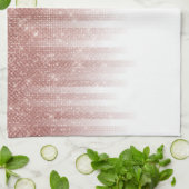 グラマガーリーラスバラ金ゴールドグリッターストライプの勾配 キッチンタオル (折り畳み)