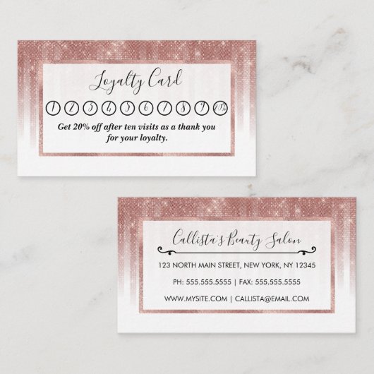 グラマガーリーラスバラ金ゴールドグリッターストライプの勾配 ロイヤリティカード (正面/裏面)