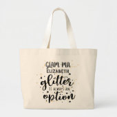 グラマグラマーおばあちゃん-グリッターアウォーイズオプション ラージトートバッグ (正面)