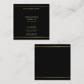 グラマスタイリッシュラスなブラックと金ゴールドエレガントテンプレート スクエア名刺 (正面/裏面)