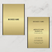 グラマスタイリッシュルエレガントブな黒と金ゴールド 名刺 (正面/裏面)