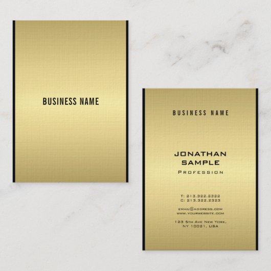 グラマスタイリッシュルエレガントブな黒と金ゴールド 名刺 (正面/裏面)
