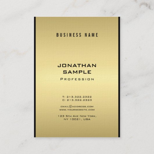 グラマスタイリッシュルエレガントブな黒と金ゴールド 名刺 (裏面)