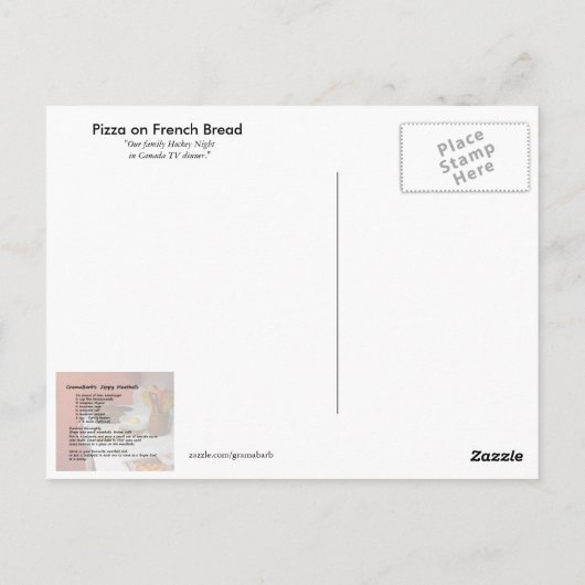 グラマバーブのピザオンパンフランスのレシピはがき ポストカード (裏面)