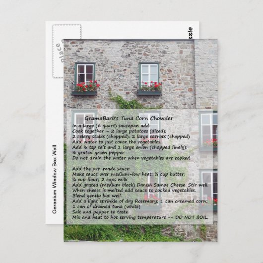 グラマバーブズツナコーンチョウダーレシピ ポストカード (正面/裏面)