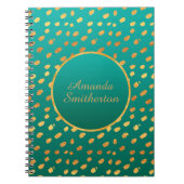 グラマパーソナライズされたラスティール（緑がかった色）金ゴールドモノグラム ノートブック (正面)