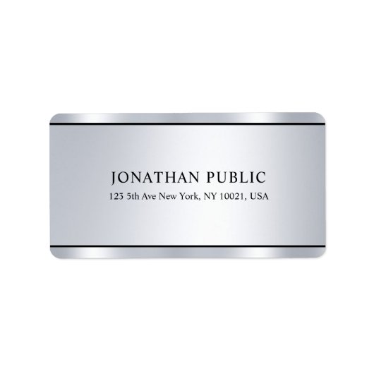 グラマフェイクラス銀モダンエレガントテンプレート ラベル (正面)