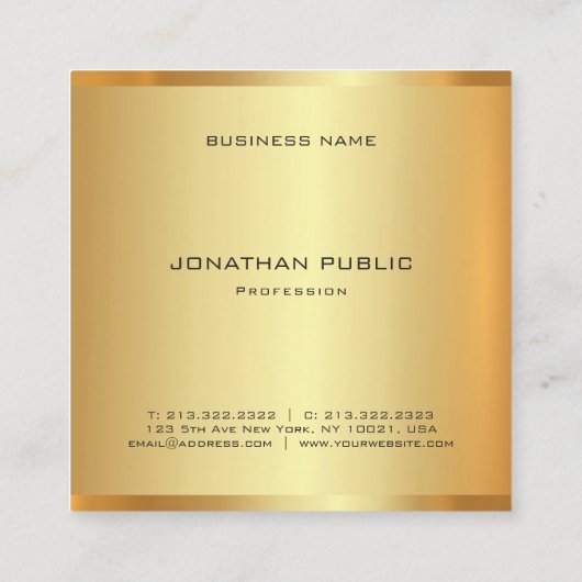 グラマフェイクルエレガント金ゴールドモダンプロフェッショナル スクエア名刺 (裏面)