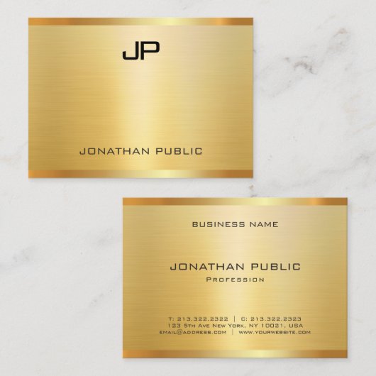 グラマフェイクルエレガント金ゴールドモダンプロフェッショナル 名刺 (正面/裏面)
