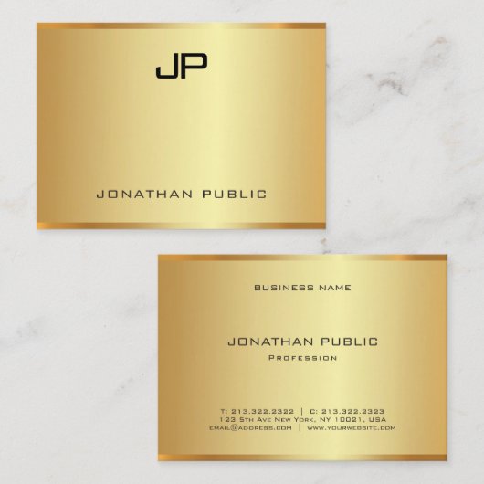 グラマフェイクルエレガント金ゴールドモダンプロフェッショナル 名刺 (正面/裏面)