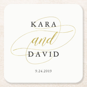 グラマフェイクルクラシック結婚金ゴールド スクエアペーパーコースター