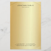 グラマフェイクーモダンパーソナライズされたエレガント金ゴールド 便箋 (正面)