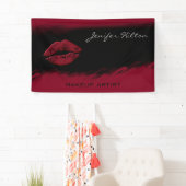 グラマモダンラスなシックな赤い唇の水色ブラック 横断幕 (インサイチュ)