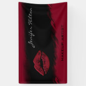 グラマモダンラスなシックな赤い唇の水色ブラック 横断幕 (縦)